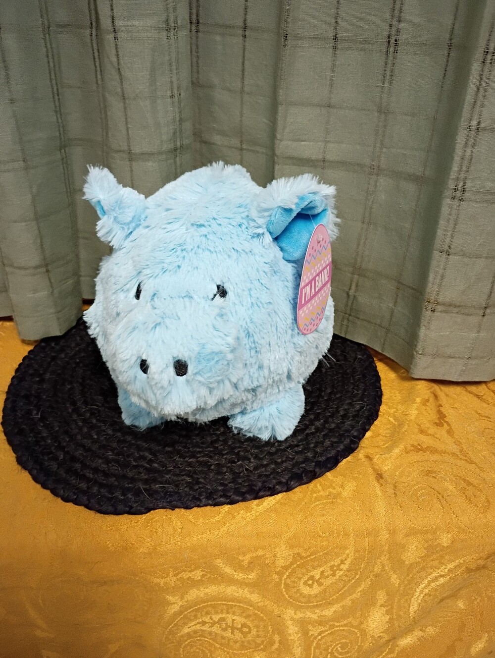 NWT Plush Blue Pig Money Bank Size 10"